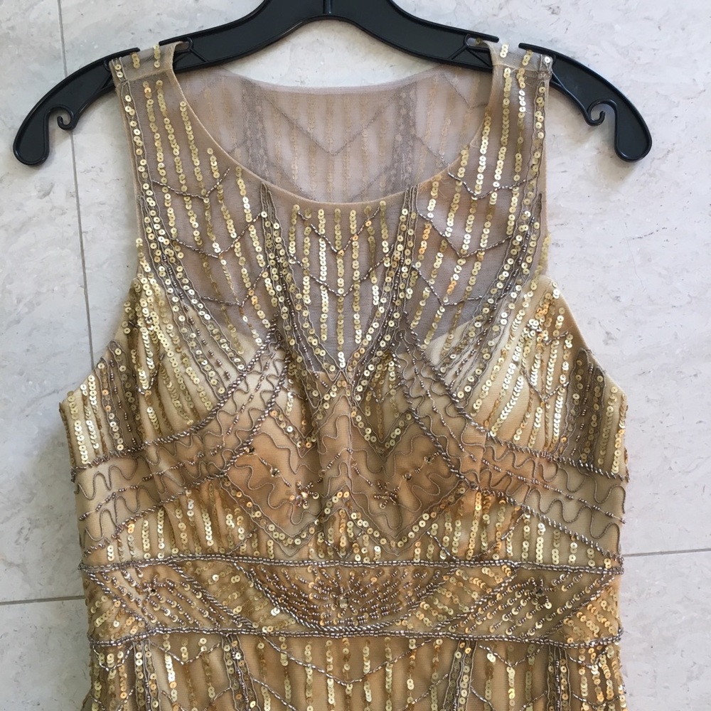 Brand new gold beaded cocktail dress